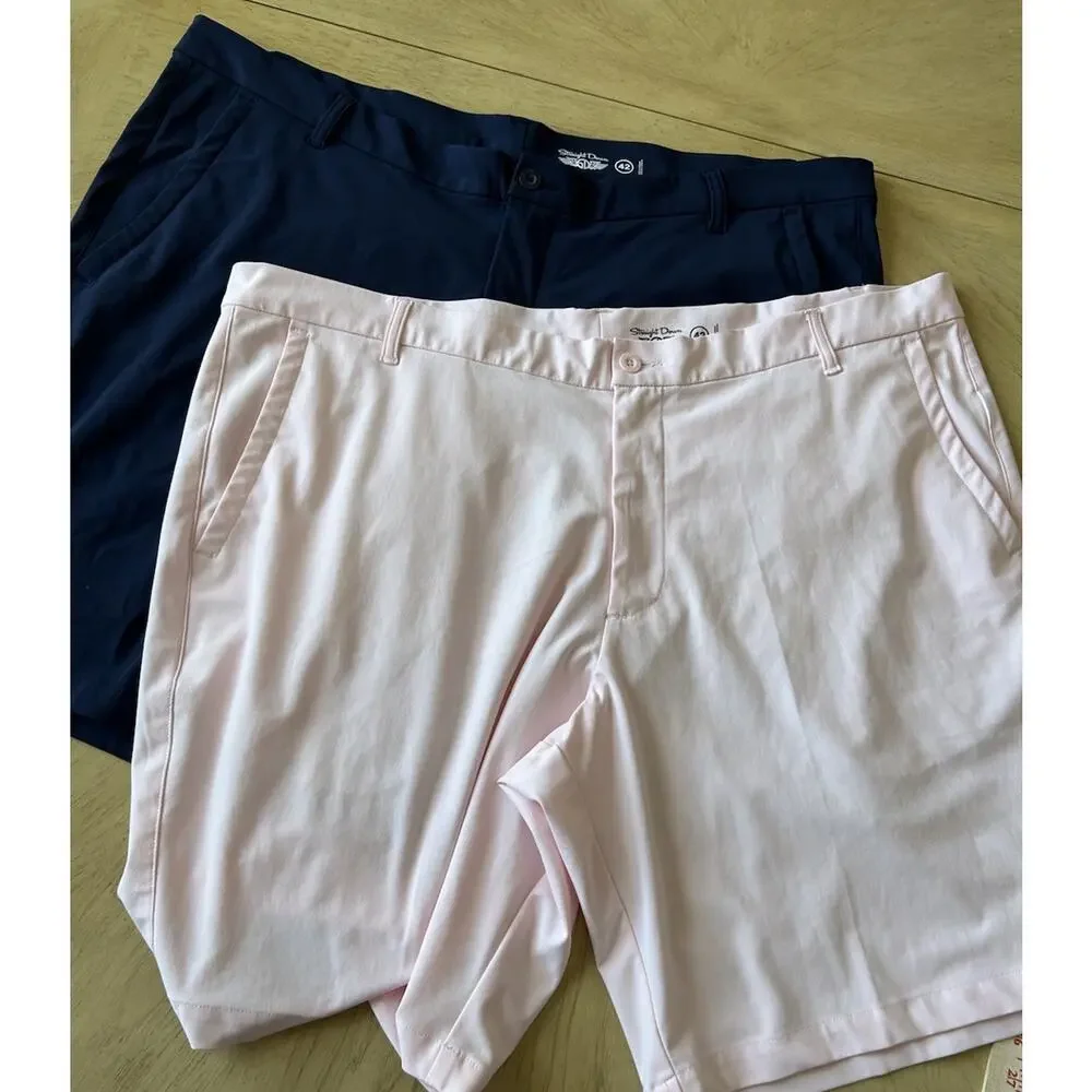 lot 2 straight down Golf Shorts mens 42 Pink & Navy Blue Preppy Stretch Casual